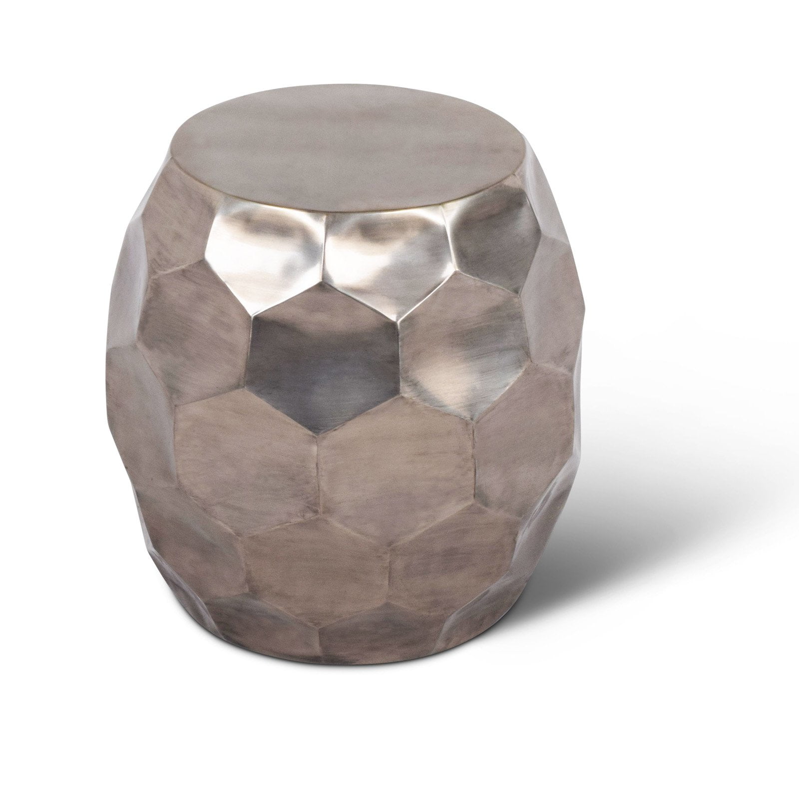 Stomp 20" Round Silver Metal and Stone End Table