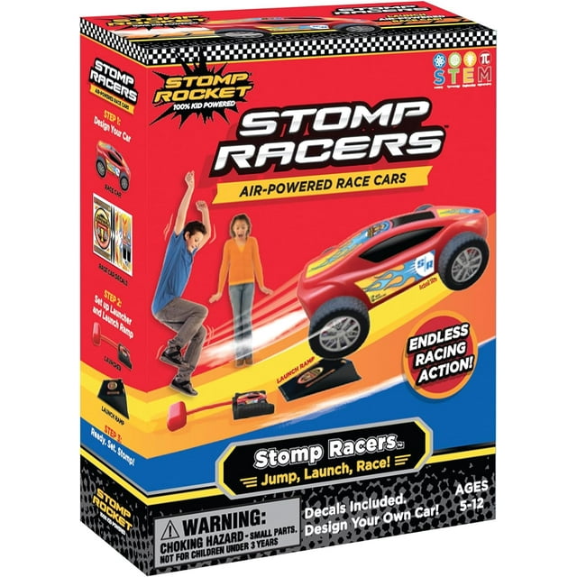 Stomp Racers Air Powered Race Cars by Stomp Rocket, Single Racer Pack - Dueling Stomp Racers Toy Car Launcher - Fun Backyard & Outdoor Multi-Player Kids Toys Gifts for Boys, Girls & Toddlers