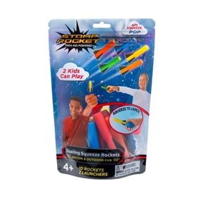 Stomp Rocket Dueling Squeeze Rockets, 10 Mini Foam Rockets and 2 Squeeze Bulbs, Indoor & Outdoor Play, Gifts for Boys and Girls Ages 4 and up