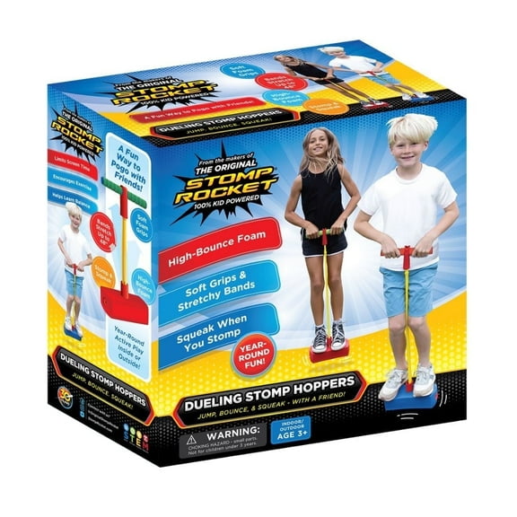 Stomp Rocket The Stomp Hopper Jumping Bouncing Exercise for Kids, 2 Foam Pogo Sticks, Indoor/Outdoor, Ages 3+