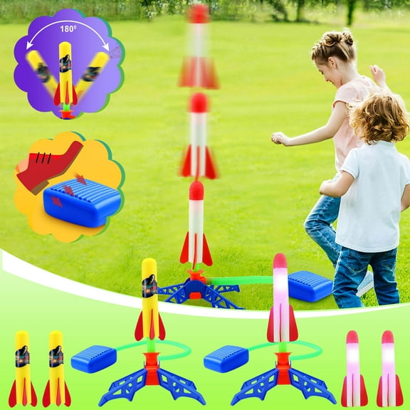 Stomp Rocket Launcher under $5! CQCYDKidsStomp Rocket LauncherToys, Outdoor Flying Rocket with Light Up Foam Rockets, STEM Outdoor PlayToys forBoysGirls, Park, Beach, Garden