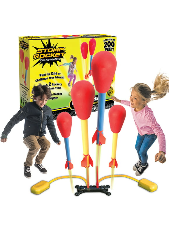 Stomp Rocket Original Dueling Rocket Launcher for Kids - SOARS 200 FEET - 4 Rockets and Multi-Player Adjustable Launcher Stand - Fun Outdoor Toy and Gift - Boys or Girls Age 5+ Years Old