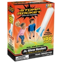 Stomp Rocket® Original Jr. Glow Rocket Launcher for Kids, Soars up to 100 Ft, 4 Foam Rockets and Adjustable Launcher, Gift for Boys and Girls Ages 3 Years and up