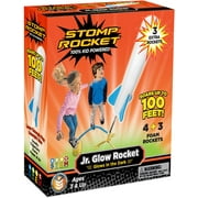 قاذفة الصواريخ Stomp Rocket Original Jr. Glow للأطفال، تحلق على ارتفاع 100 قدم، 7 صواريخ رغوية وحامل إطلاق قابل للتعديل، هدية للأولاد أو البنات من سن 3+