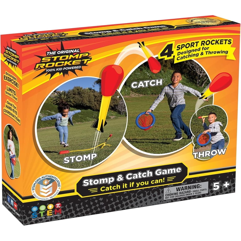 Stomp Rocket, Rocket Game, Original Stomp & Catch, 4 Foam Rockets
