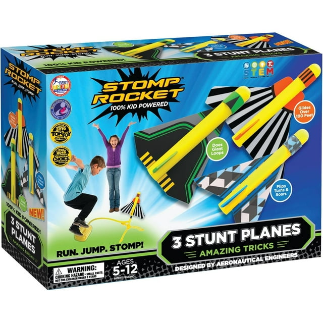 Stomp Rocket® Original Stunt Plane Launcher for Kids, Soars 100 Ft, 3 Foam Stunt Planes and Adjustable Launcher, Gift for Boys and Girls Ages 5 and up