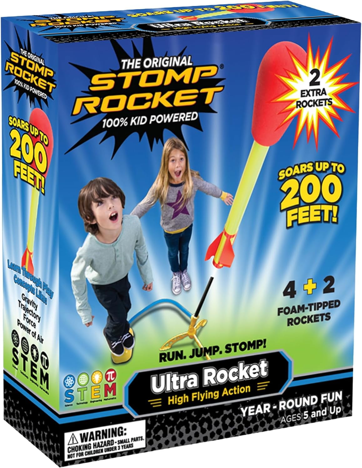 Scood Rockets Stomp Rocket Ultra Rocket Launcher, Soars 200 ft, 6 Foam Rockets ...