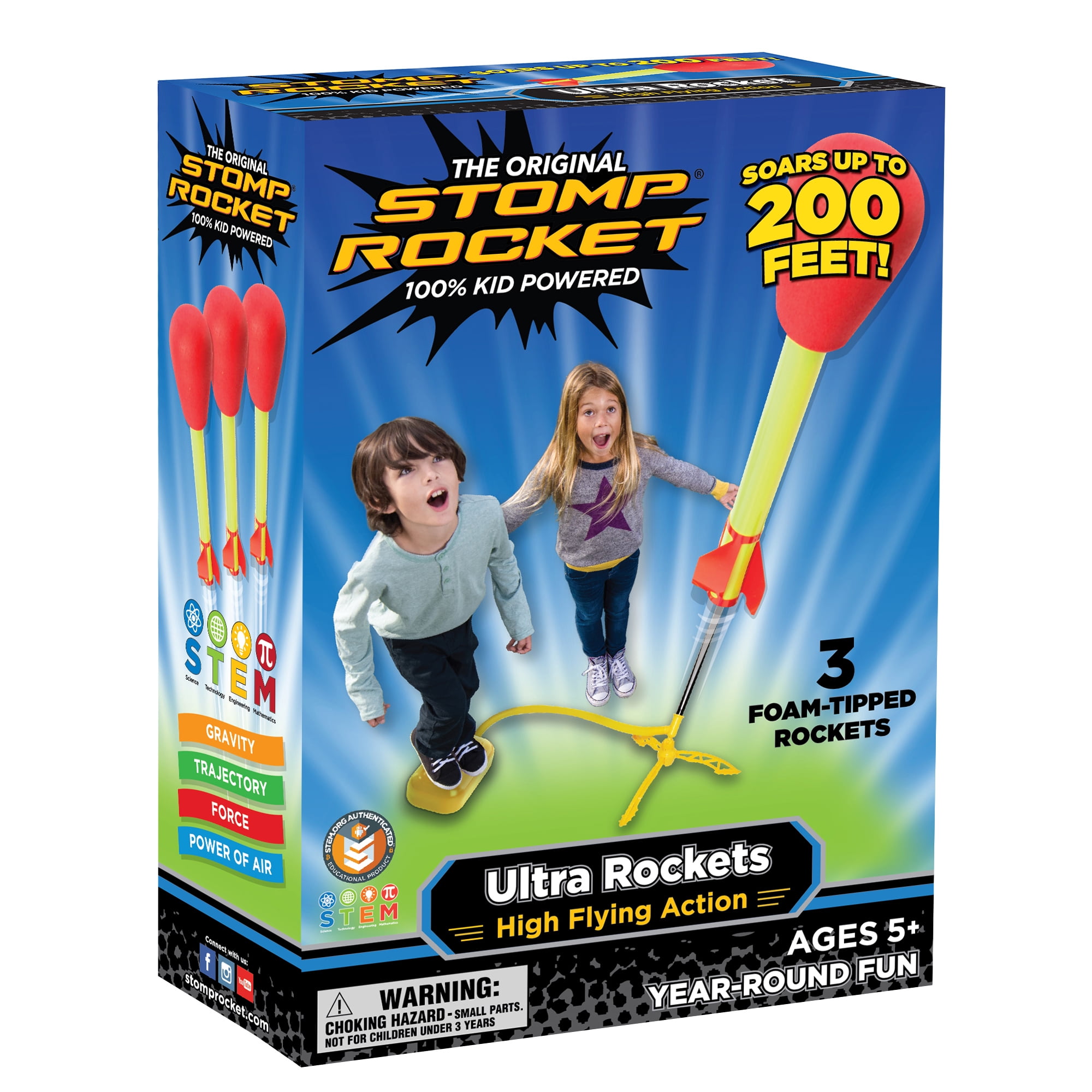 Stomp Rocket Original Ultra Rocket Launcher for Kids, Soars 200', Adjustable Launcher, Kids Ages 5+