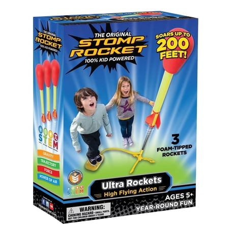Stomp Rocket® Original Ultra Launcher for Kids, Soars 200 ft, Includes 3 Rockets and Adjustable Launcher, Outdoor Toy for Ages 5+