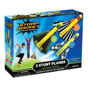 Stomp Rocket Stunt Planes, Airplane Launcher for Kids, includes 3 Foam Planes that Perform Different Tricks and Adjustable Launch Stand, Ages 5 and up
