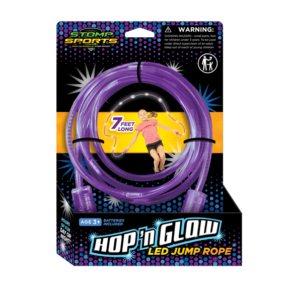 Stomp Sports Hop 'N Glow LED Jump Rope, Light-Up Jump Rope for Kids, 7-Foot Indoor & Outdoor Active Toy, Batteries Included, Ages 3+