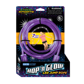 Stomp Sports Hop 'N Glow LED Jump Rope, Light-Up Jump Rope for Kids, 7-Foot Indoor & Outdoor Active Toy, Batteries Included, Ages 3+