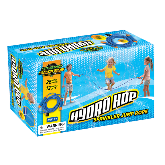 Stomp Sports Hydro Hop Water Jump Rope, 26-Foot Sprinkler Jump Rope with 12 Water Jets, Backyard Outdoor Water Toy for Kids Ages 3+
