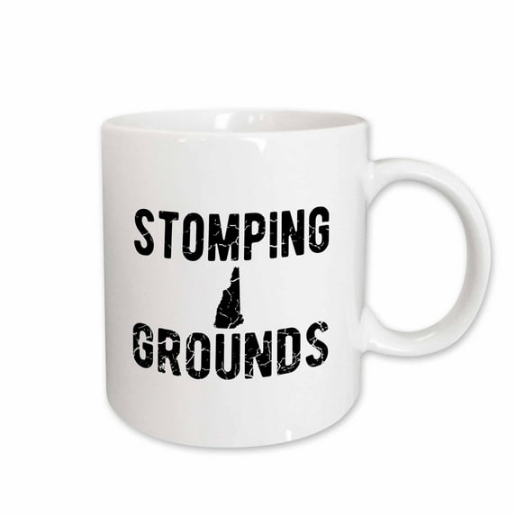 3drose, Stomping Grounds. Cracked Black Lettering and New Hampshire on White., 15oz Mug