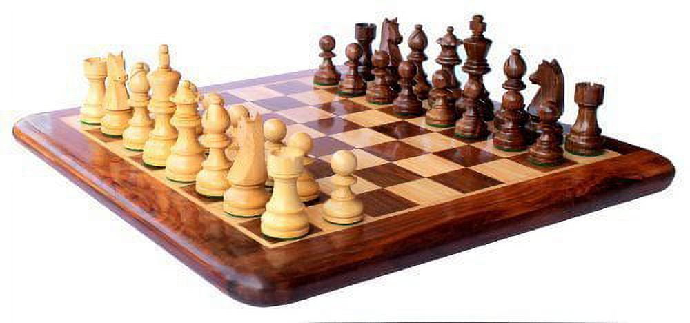 StonKraft - 15" x 15" Collectible Rosewood Wooden Chess Game Board Set + Wooden Crafted Pieces