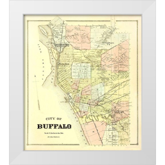 Stone 12x13 White Modern Wood Framed Museum Art Print Titled - Buffalo New York Landowner - Stone 1866