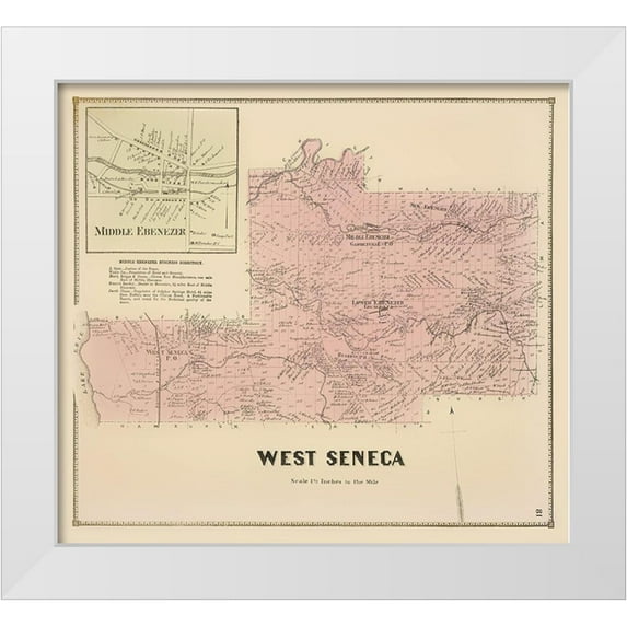 Stone 13x12 White Modern Wood Framed Museum Art Print Titled - West Seneca New York Landowner - Stone 1866