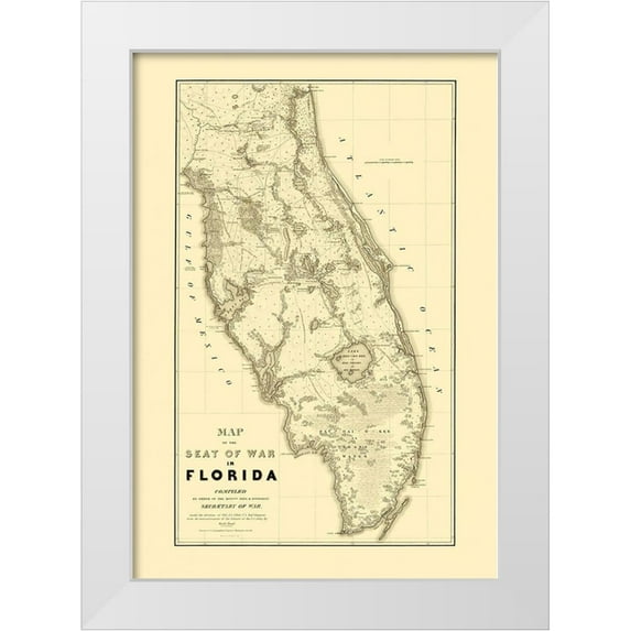 Stone 14x18 White Modern Wood Framed Museum Art Print Titled - Florida Second Seminole War - Stone 1838