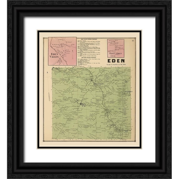 Stone 15x17 Black Ornate Wood Framed with Double Matting Museum Art Print Titled - Eden New York Landowner - Stone 1866