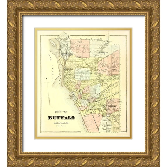 Stone 15x17 Gold Ornate Wood Framed with Double Matting Museum Art Print Titled - Buffalo New York Landowner - Stone 1866