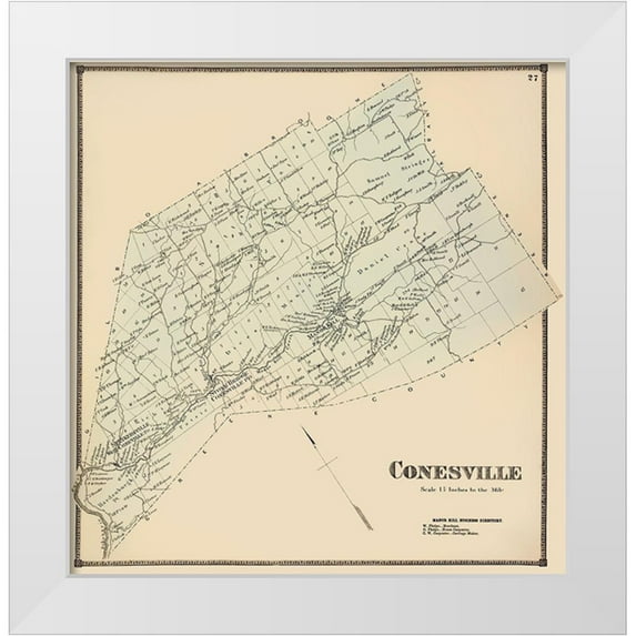 Stone 20x21 White Modern Wood Framed Museum Art Print Titled - Conesville New York Landowner - Stone 1866