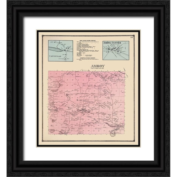 Stone 26x29 Black Ornate Wood Framed with Double Matting Museum Art Print Titled - Amboy New York Landowner - Stone 1867