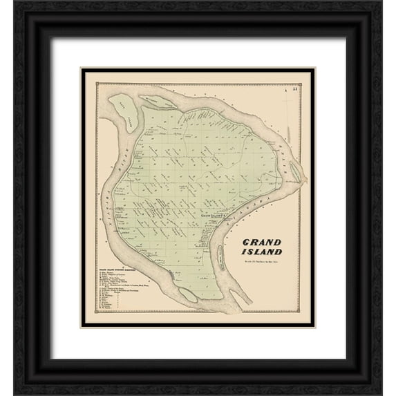 Stone 26x29 Black Ornate Wood Framed with Double Matting Museum Art Print Titled - Grand Island New York Landowner - Stone 1866