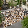 thumbnail image 1 of Stone 3D Beach Pattern Area Rug, Coastal Indoor Outdoor Design Carpet, Waterproof Non Slip Washable Durable, Patio Deck Balcony Porch Pool Mat 4x5ft, 1 of 6