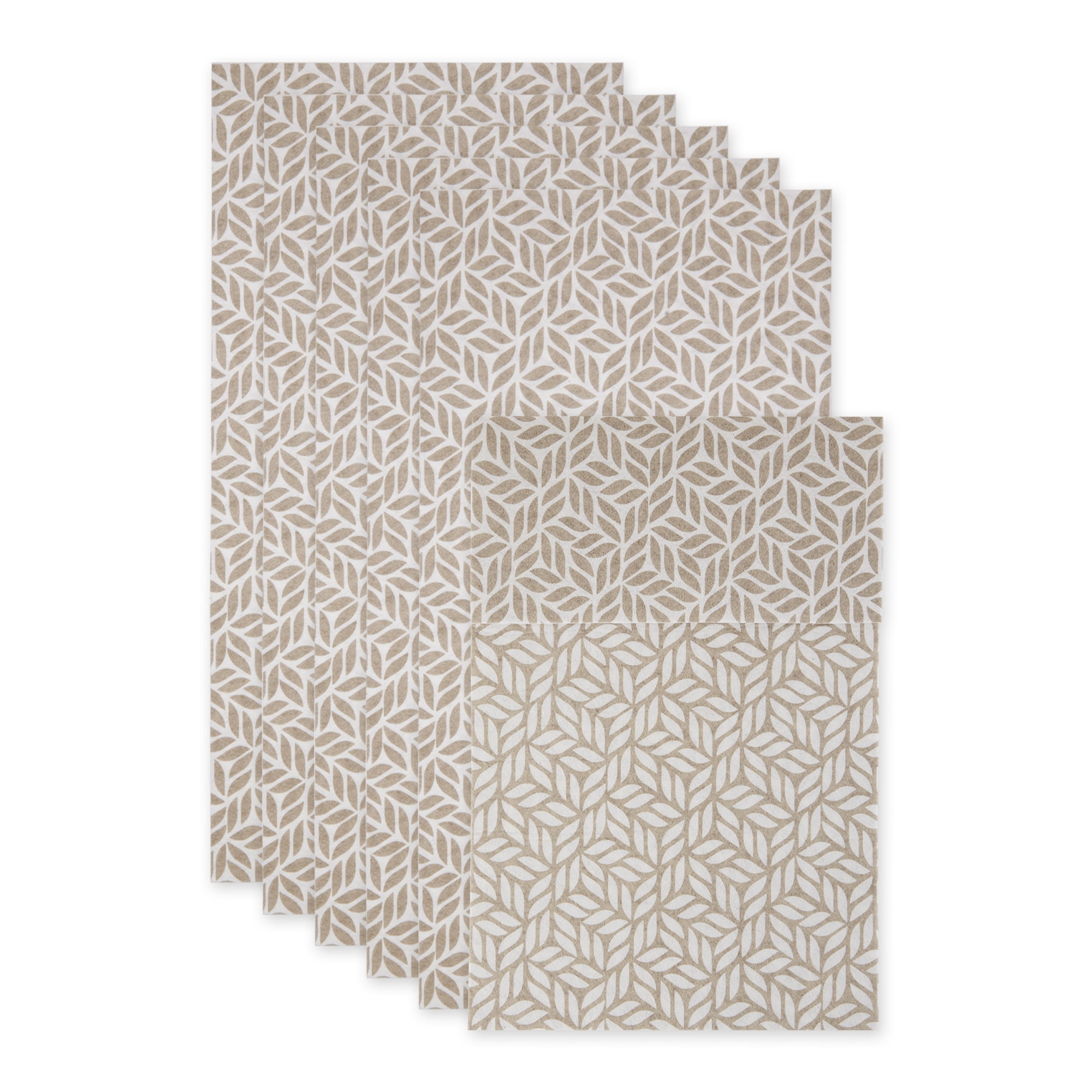Stone Abstract Leaf Print Non-Adhesive Fridge Liners, 12x24, Set of 6