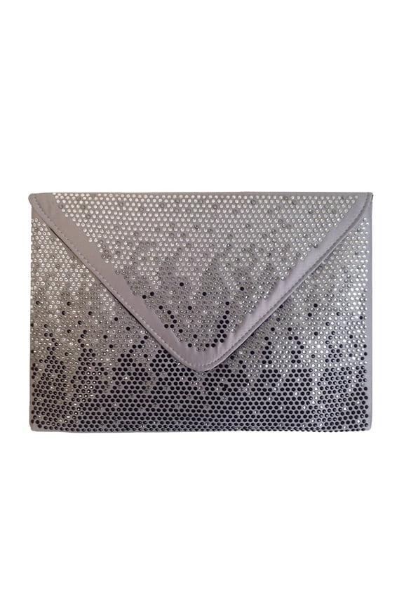 Stone Accent Fabric Envelope Clutch