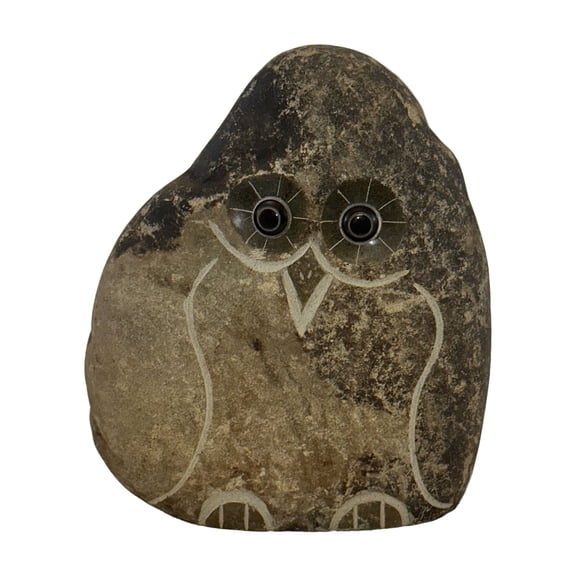 Stone Age Creations 12 in Hand Carved Boulder Stone Owl Garden Statue