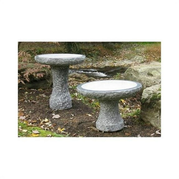 Stone Age Creations BB-PL-2 Charcoal Granite Plume Birdbath Natural Stone