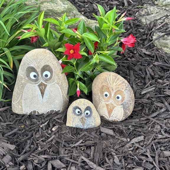 Stone Age Creations Family of Boulder Angry Birds 3 Pcs 4" 6" 8"
