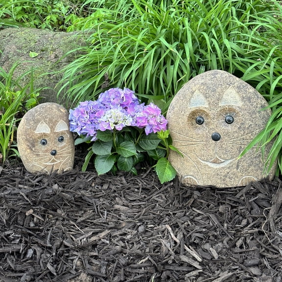 Stone Age Creations Family of Boulder Cats 2 Pcs 8" 12"