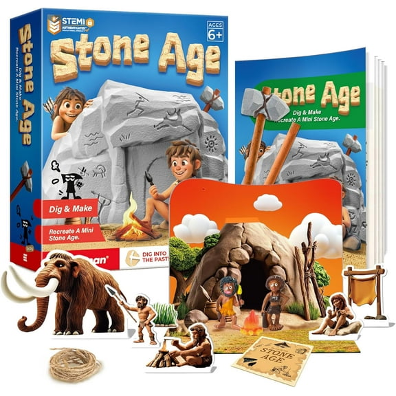 Piano Potato Stone Age Fossil Dig Kit for Kids Ages 6+, STEM Archaeology Excavation Kit with Mining Tools, Educational Toy for Birthday & Holiday Gift, Explore Ancient History & Crafts