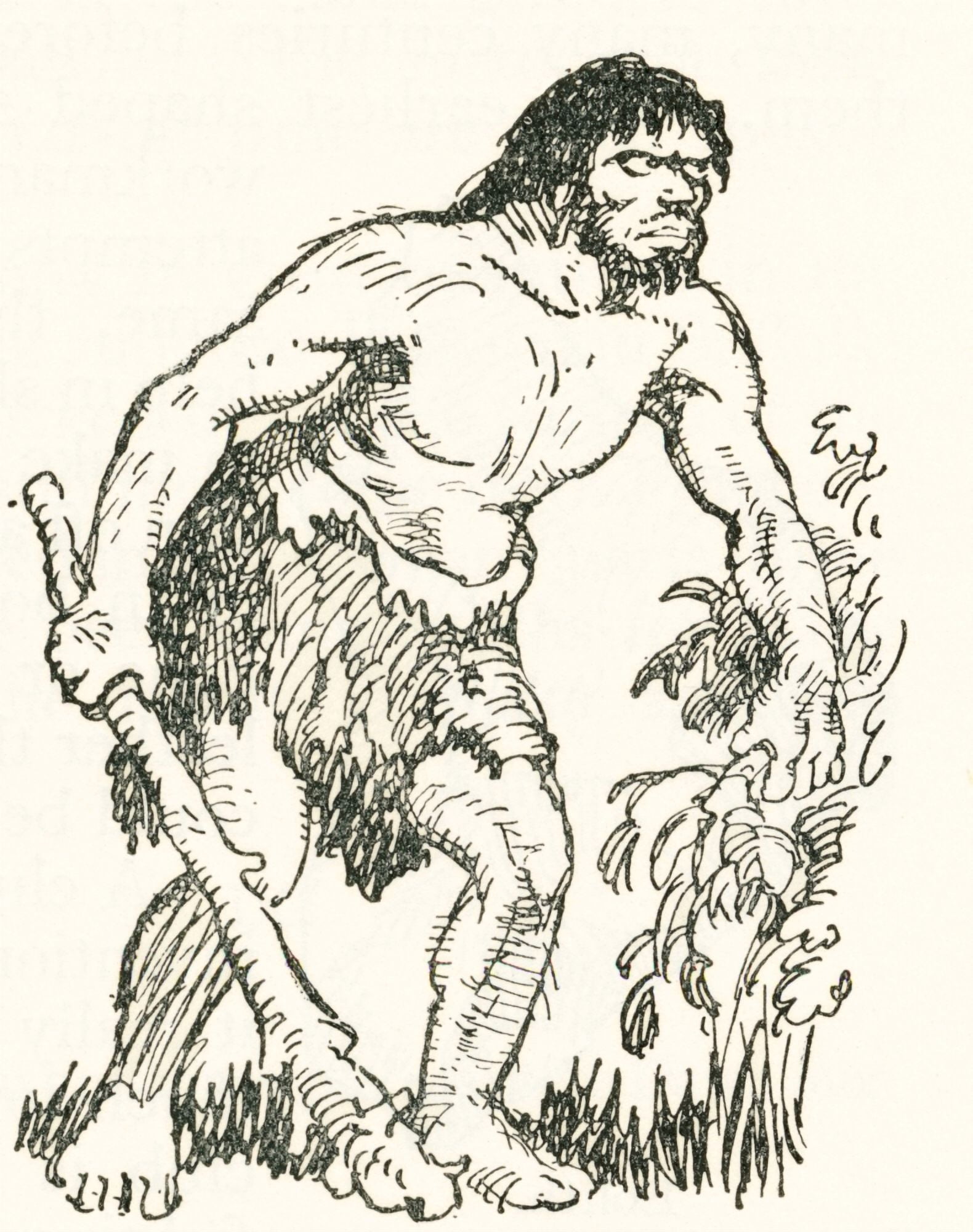 Stone Age man with club After a work c1920 Canvas Art - Ken Welsh Design Pics (24 x 30)