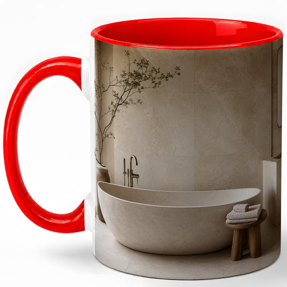 Stone Bath Interior 11oz Ceramic Mug, Calm Neutral Coffee Cup