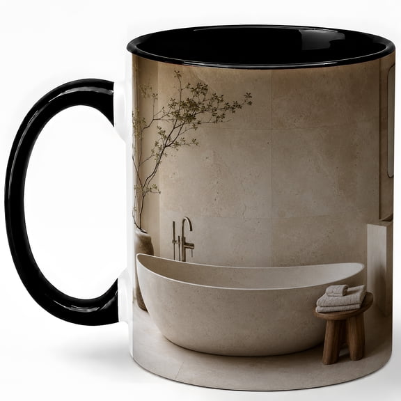 Stone Bath Interior 11oz Ceramic Mug, Calm Neutral Coffee Cup