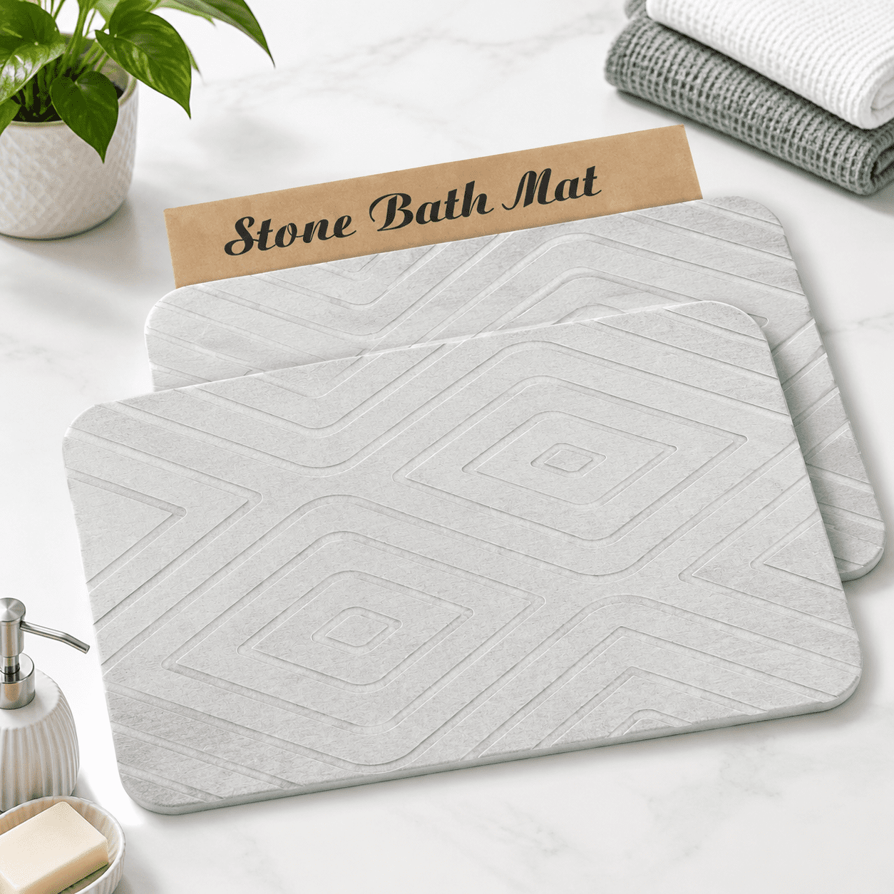 Ceo Pack Stone Bath Mat 2 Pack Diatomaceoearth Shower Non-slip Super Absorbent ...