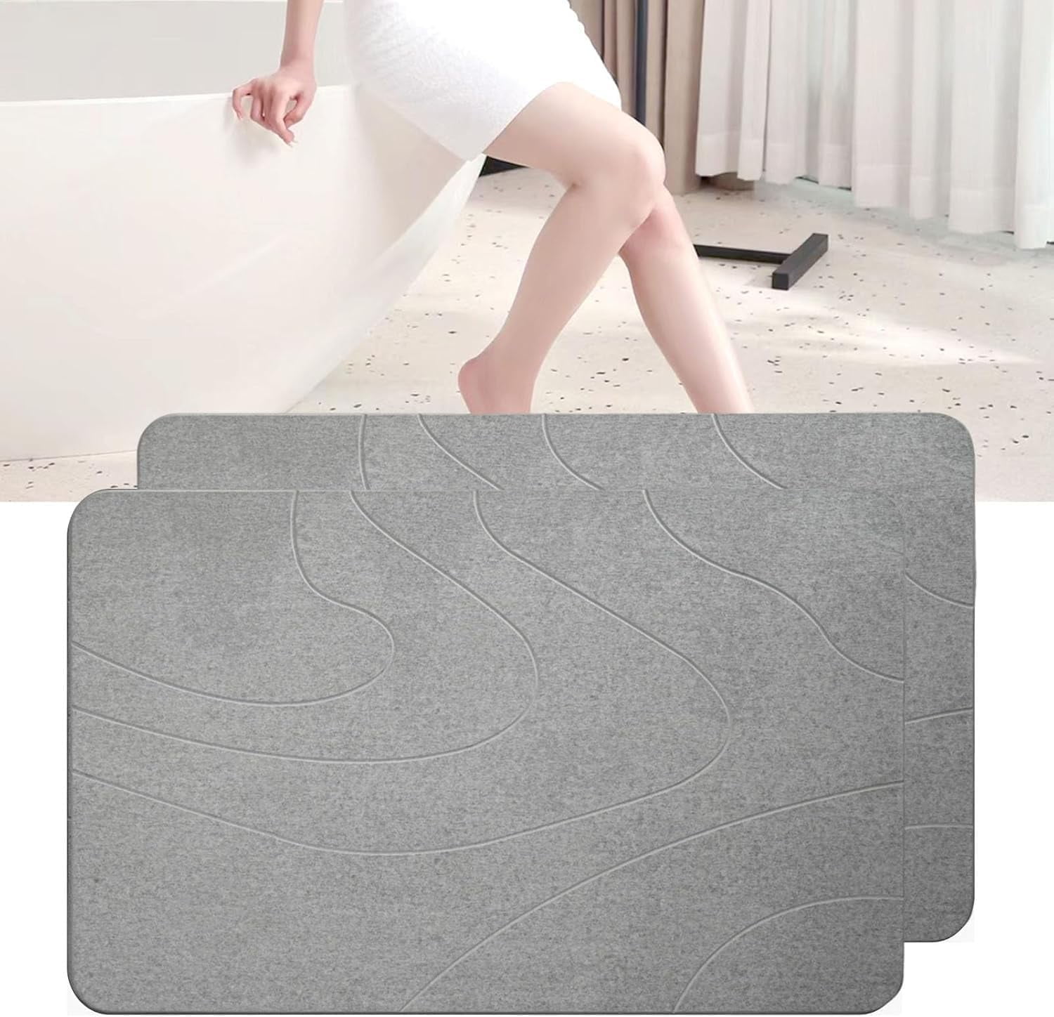 Stone Bath Mat 2 Pack, Tub & Bath Diatomaceous Earth Mat - Super ...