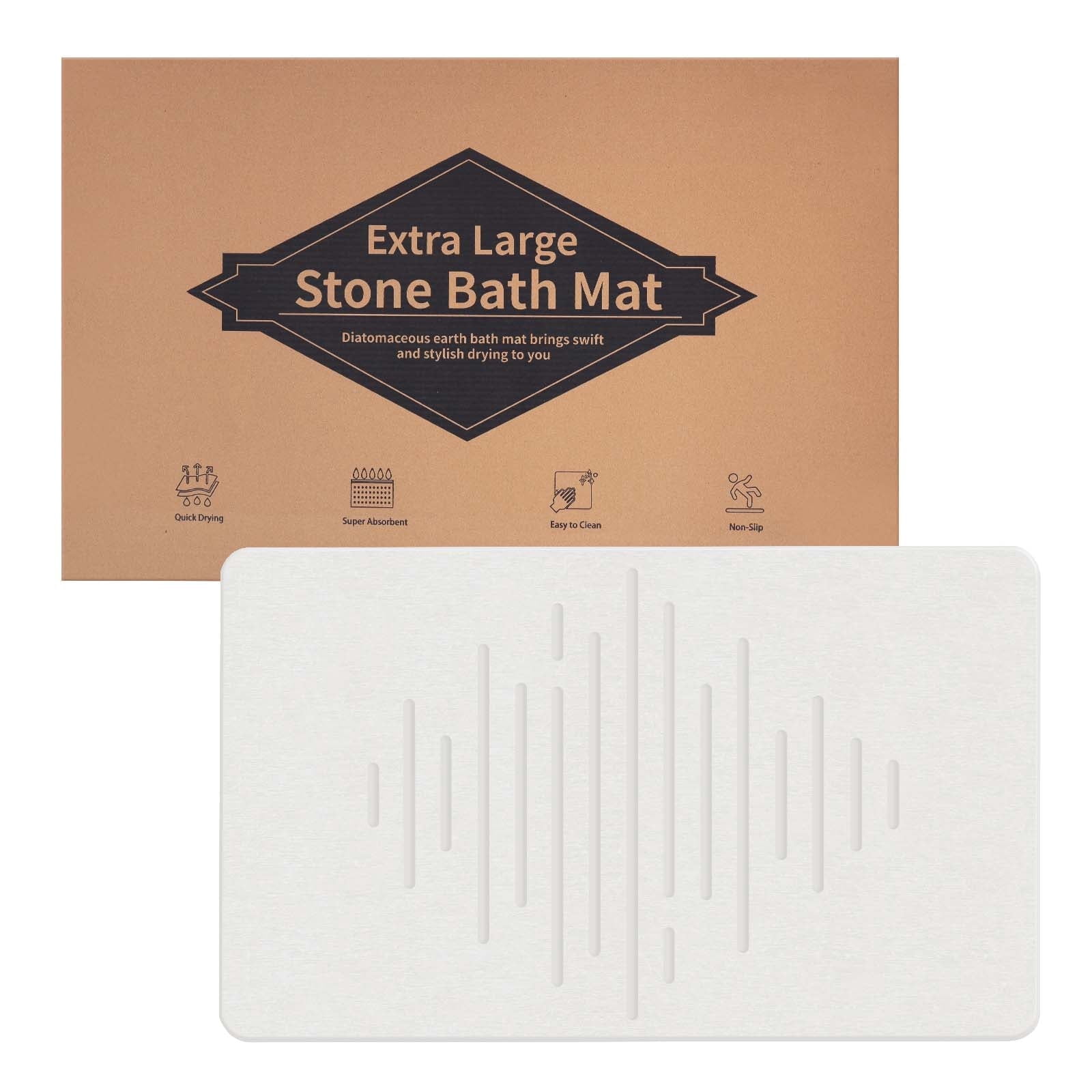 Stone Bath Mat,31.5x19.7Inches Non-slip Diatomaceous Earth Shower Mat Quick Drying Super Absorbent, Easy to Clean