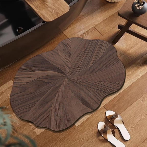 Stone Bath Mat for Bathroom|Diatomaceous Earth Bath Mat|Quick Dry Water Absorbing Bath Stone Mat Large|Non-Slip Bathroom Shower Rug|Easy to Clean (15.74x23.62in, Wood Grain)