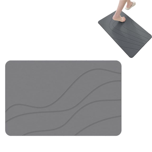 Stone Bath Mat Diatomaceous Earth 23.6x15.7 Inches, Non- Shower Mat Fast Drying, Silicone Diatomite Bathroom Rug Super Absorbent, Water Absorbing Floor Mat for Bathroom Shower