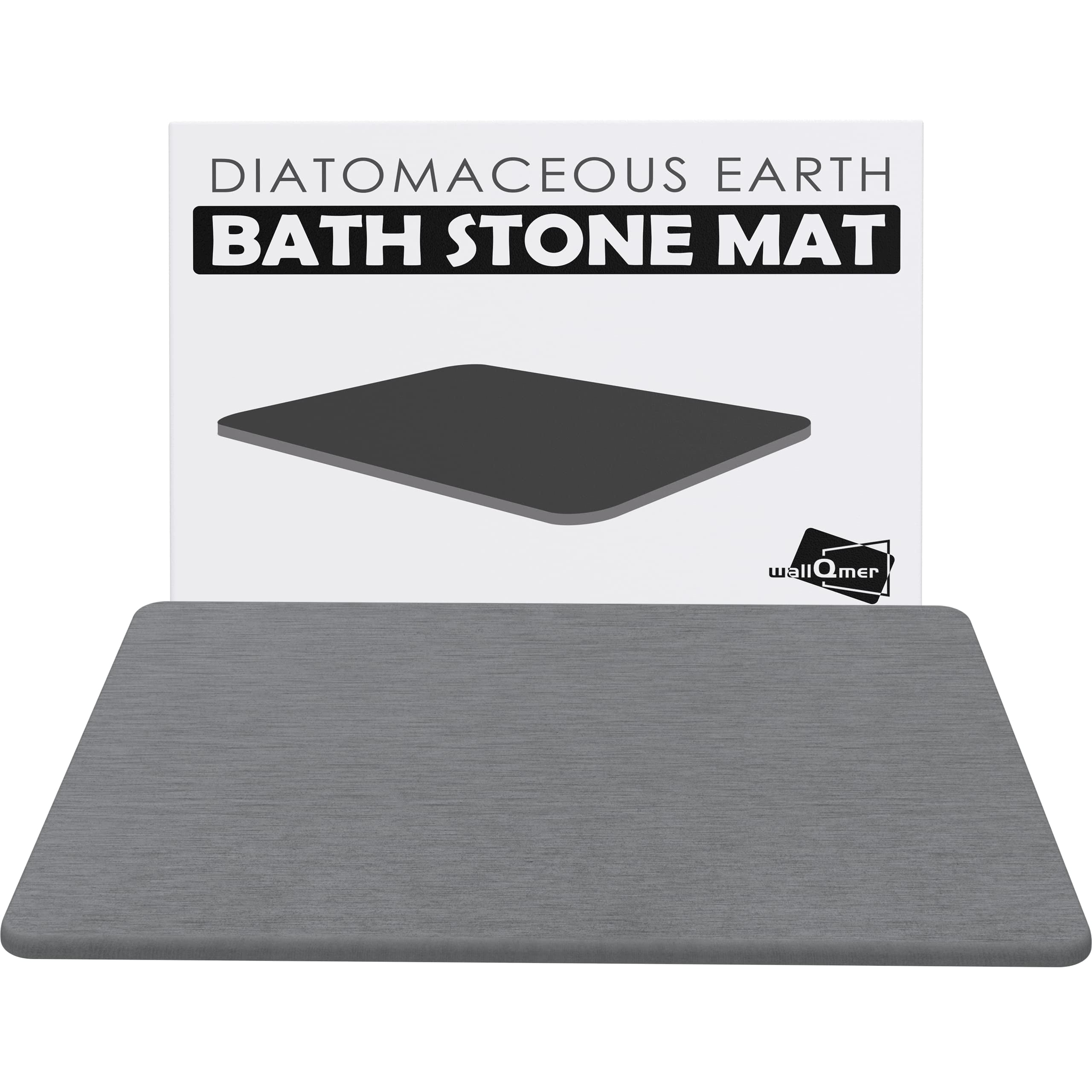 Homlab Bath Bathroom Rugs Mat Non Slip, Gray Diatomaceous Earth Stone Farmhouse Water Absorbent Washable Thin Small Bathmat Set with Rubber Back Quick Dry