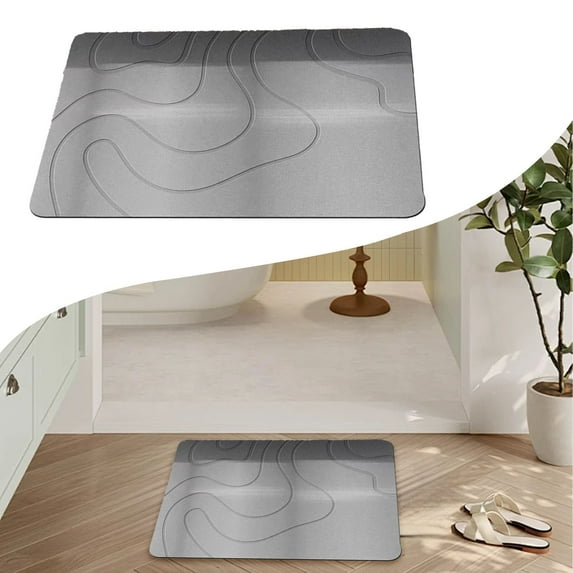 Stone Bath Mat, Diatomaceous Earth Bath Mat, Bathroom Rugs Stone Mat, Fast Drying Non Slip Stone Shower Mat, Multi-Use Mat, Light Gray Stone Bath Mats for Bathroom 23.6x15.8 In