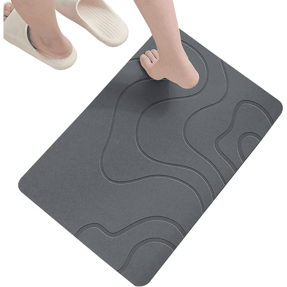 Stone Bath Mat, Diatomaceous Earth Bath Mat, Super Absorbent Non-Slip Bath Stone Mat,Quick Drying Bath Stone Mats for Bathroom Kitchen, Easy to Clean 23.62x15.47, Grey