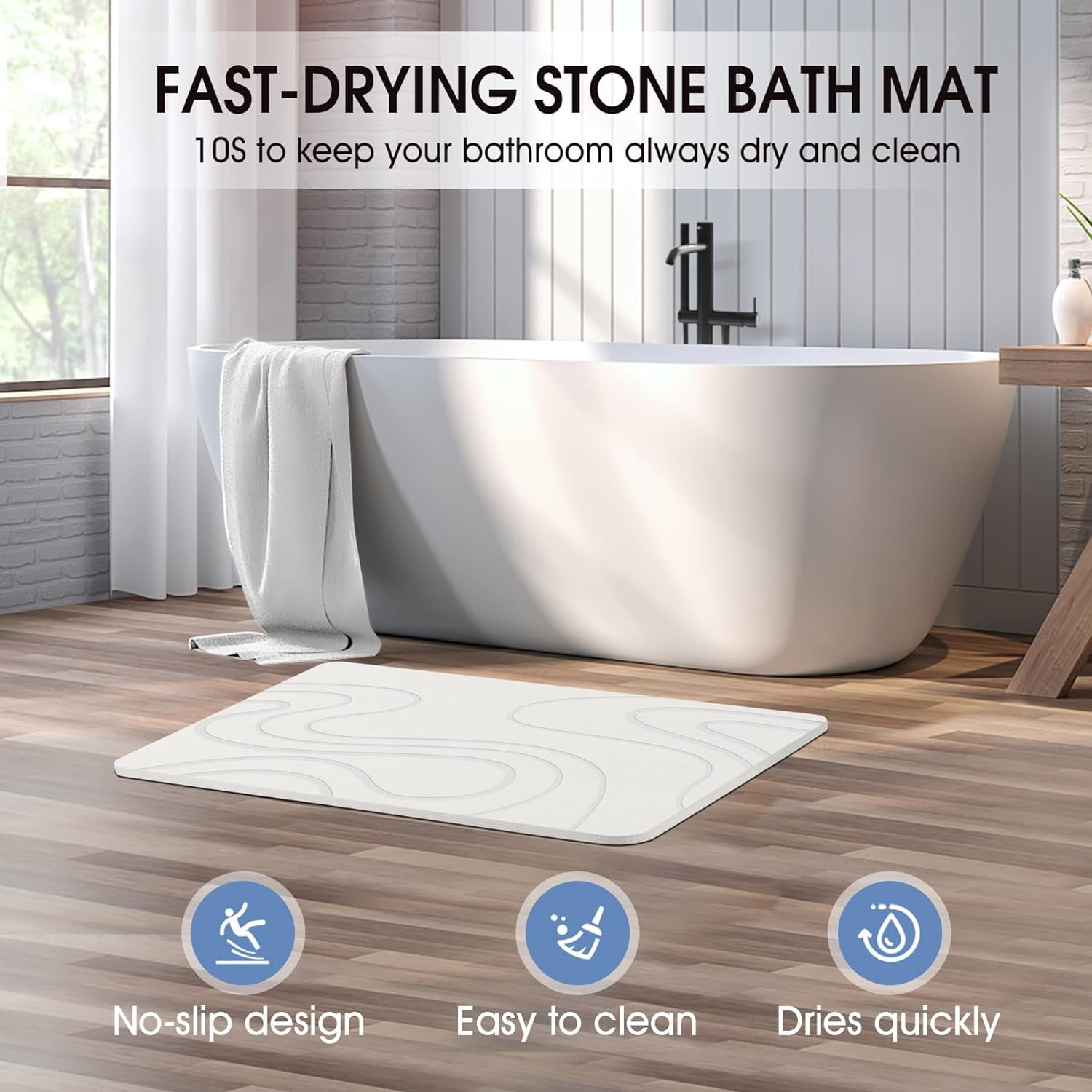 Stone Bath Mat Diatomaceous Earth Bath Mat Super Absorbent Stone Bath ...