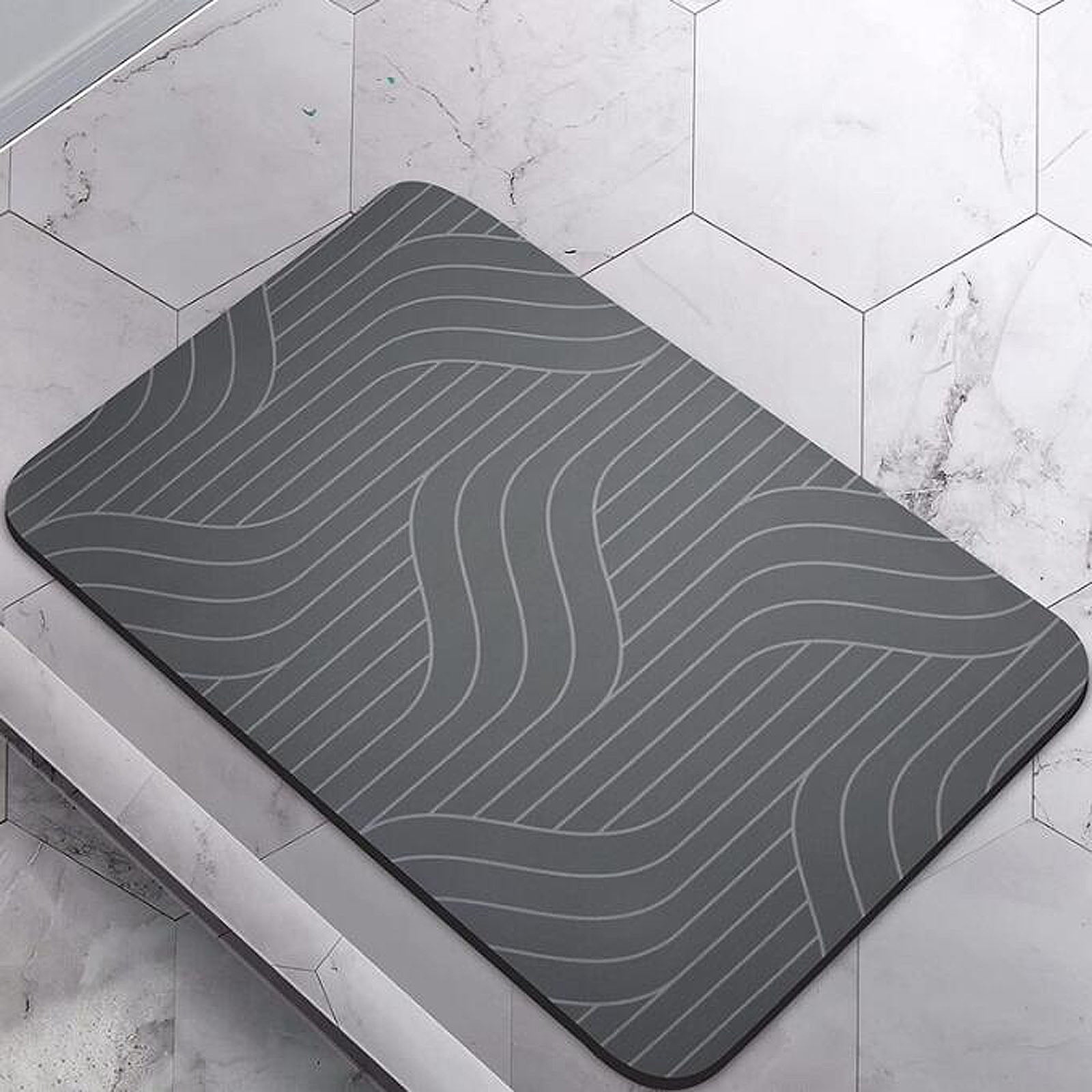 Stone Bath Mat, Diatomaceous Earth Bathmat, Non Slip Super Absorbent Quick Drying Ultra Thin Diatomite Stone foot pad 15.8*11.8in