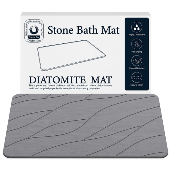 Stone Bath Mat, Diatomaceous Earth Bathroom Mat Non Slip, Quick Dry Super Absorbent Bath Mat, For Bathroom Floor, Shower, Kitchen, Living Room, Pool Area, Dark Gray
