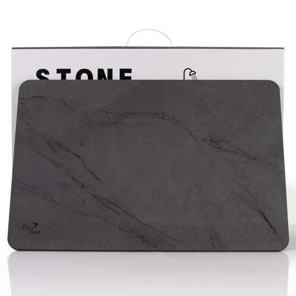 Stone Bath Mat, Diatomaceous Earth Fast-Drying & Absorbent Shower Mat, Non-Slip Diatomite Bathroom Floor Mat for Bathtub, Grey Marble